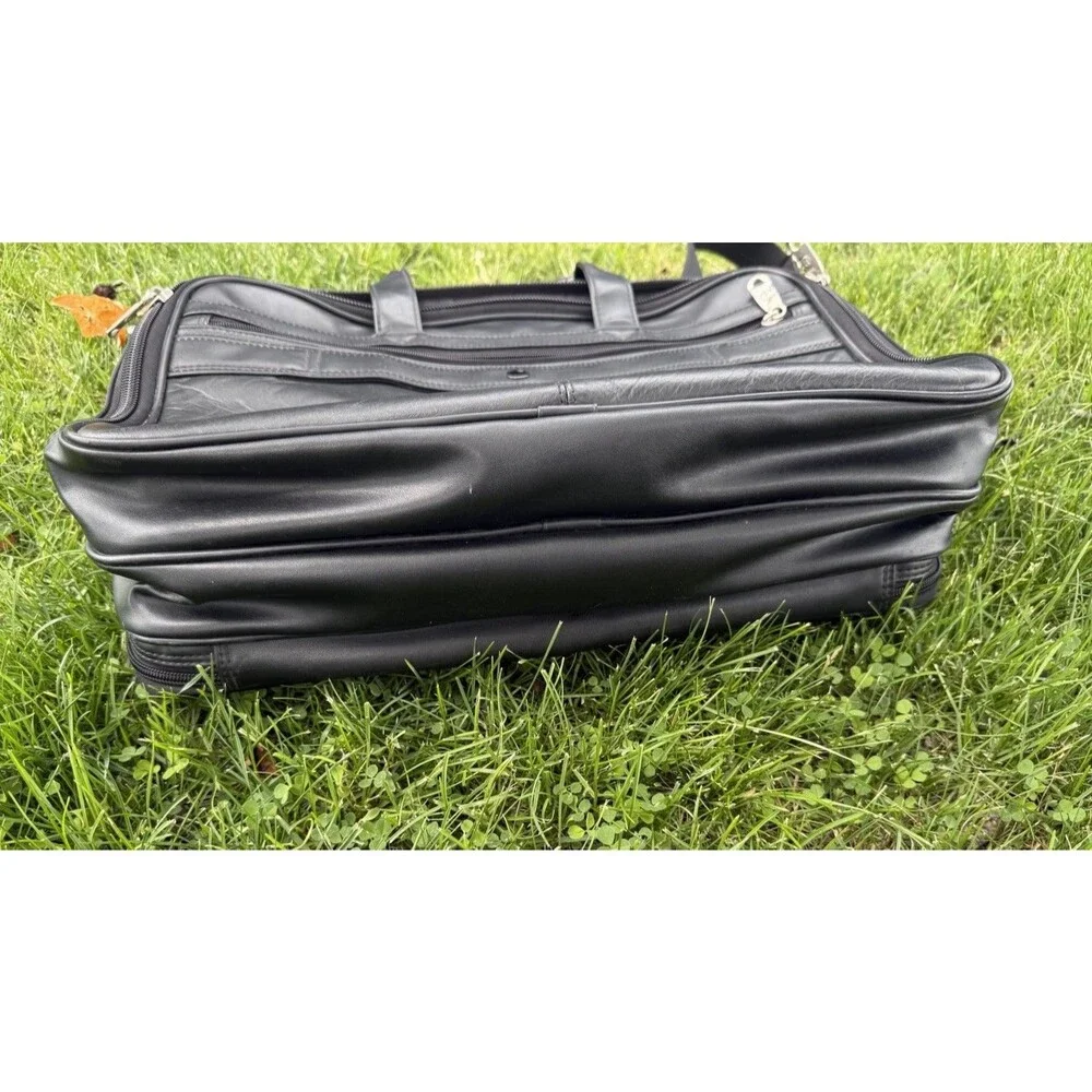 Protocol Vintage Black Leather Computer Bag 20 Pocket, Excellent Condition